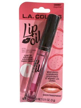 L.A. COLORS Lip Oil Gloss C68867 DRAGONFRUIT Clear Slant Tip Moisturize +Nourish